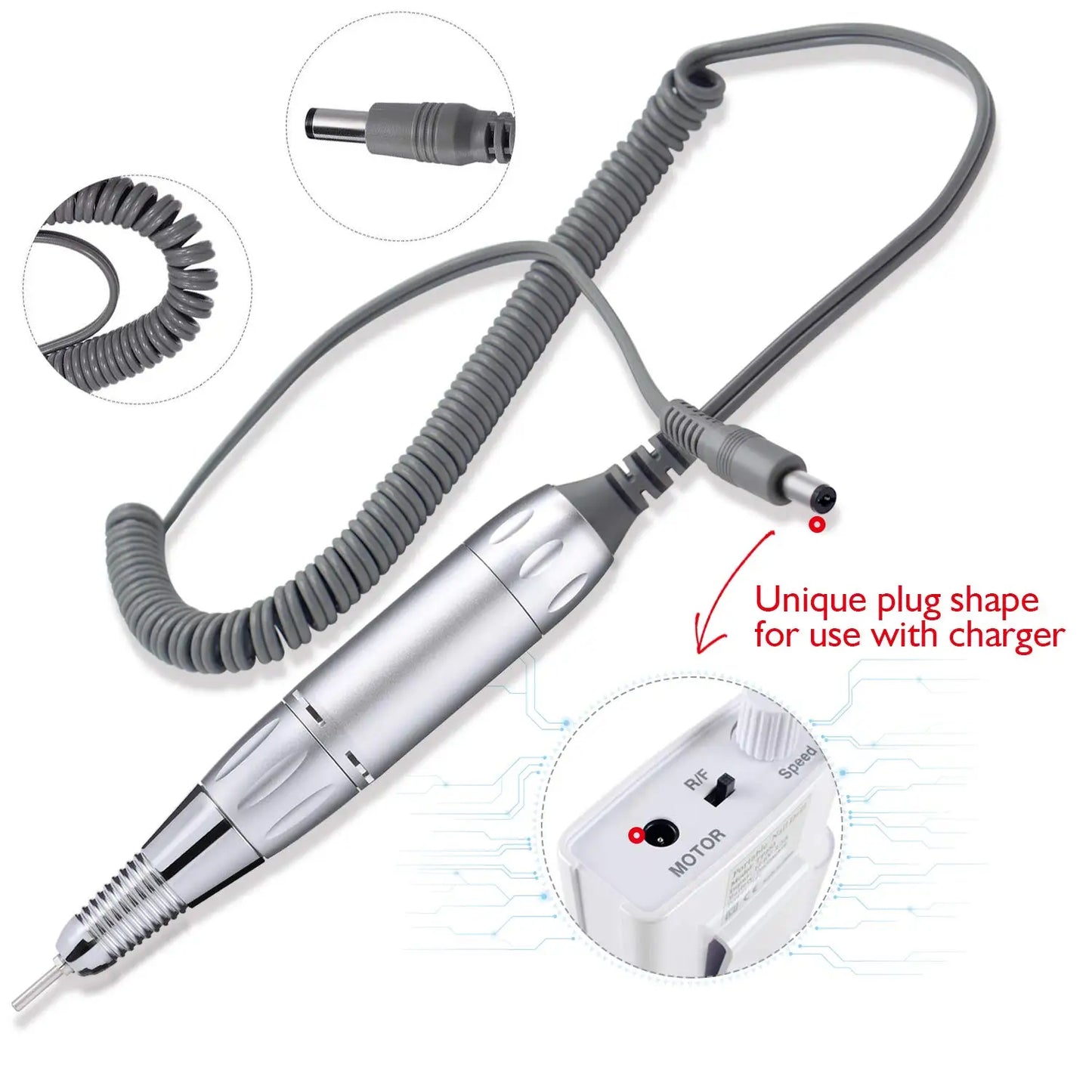 Electric Nail Drill Pen Handle File Polish Grind Machine Handpiece Manicure Pedicure Tool DC & 3 PIN Nail Drill Accessories