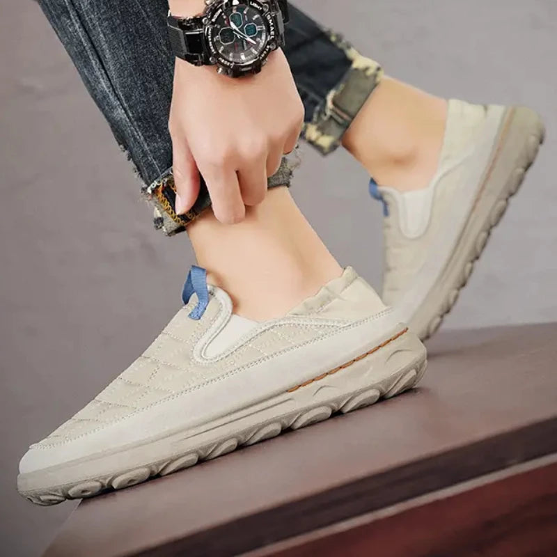 Casual Men's Sneakers Thick Sole Comfortable Outside Vulcanised Shoes Trend Anti-slip Soft Bottom Round Toe Slip on Loafers