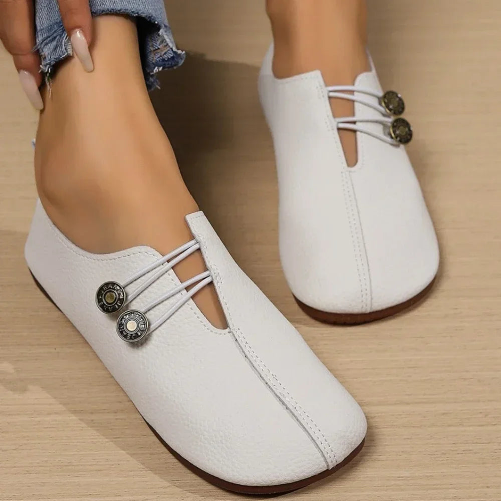 Summer Genuine Leather Women Shoes New Off White Non-slip Mommy Shoes Woman Flats Fashion Ladies Casuals Shoes Zapatos De Mujer