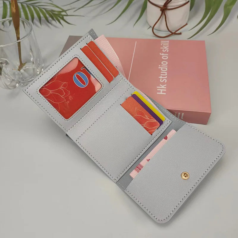 Women Short Wallets PU Leather Slim Simple Female Coin Purse Card Holder Quality Small Ladies Student Wallet Hasp Mini Clutch