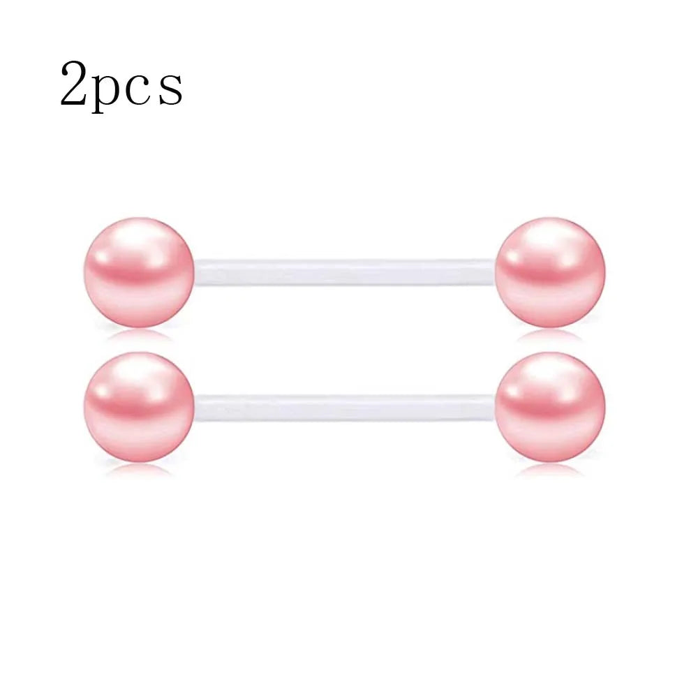 2PCS/12PCS 14G Fashion UV Nipple Rings Tongue Rings Clear Acrylic Flexible Straight Piercing Barbells Length 16mm