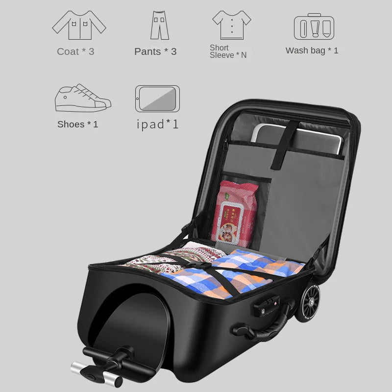 KO-KU Luggage Children's carrier can Sit and Ride with Guardrail TSA Lock Removable Trolley Case Expansion 7CM Boarding Suitcase