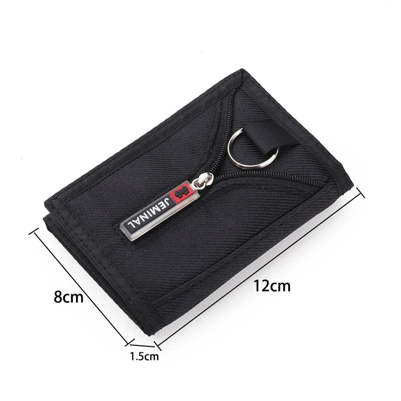 Durable Oxford Cloth Short Trifold Men's Boys Wallets Purse with Coin Pocket Fashion Students Leisure Money Folder Bank Card Bag