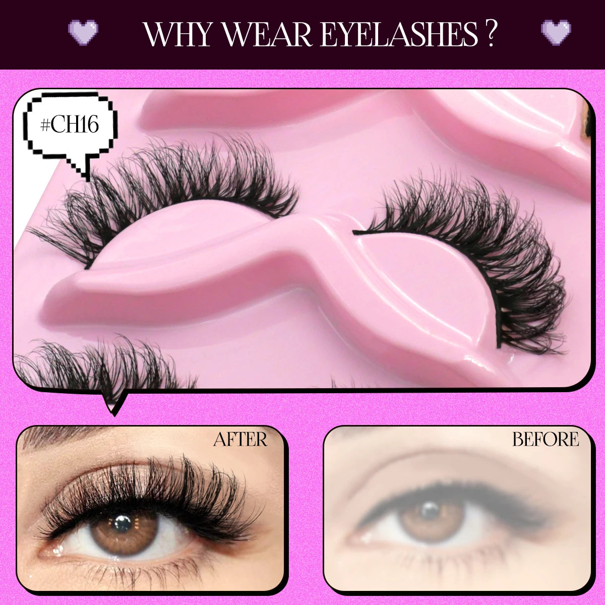 GROINNEYA Natural Fluffy Lashes 3D Faux Mink Lashes Natural False Eyelashes Soft Wispy Full Strip Lashes Extension Makeup