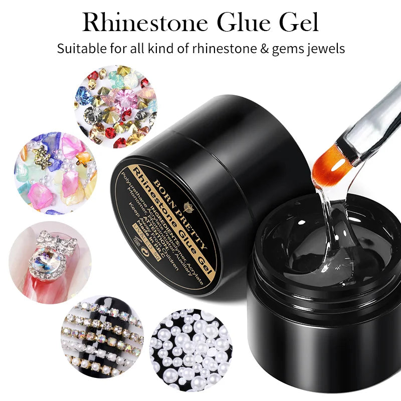 BORN PRETTY 5ML No-Wipe Rhinestone Glue For DIY Nail Art Sticky Gel Used For Nail Powder Nails Shapesble Nail Rhinestones