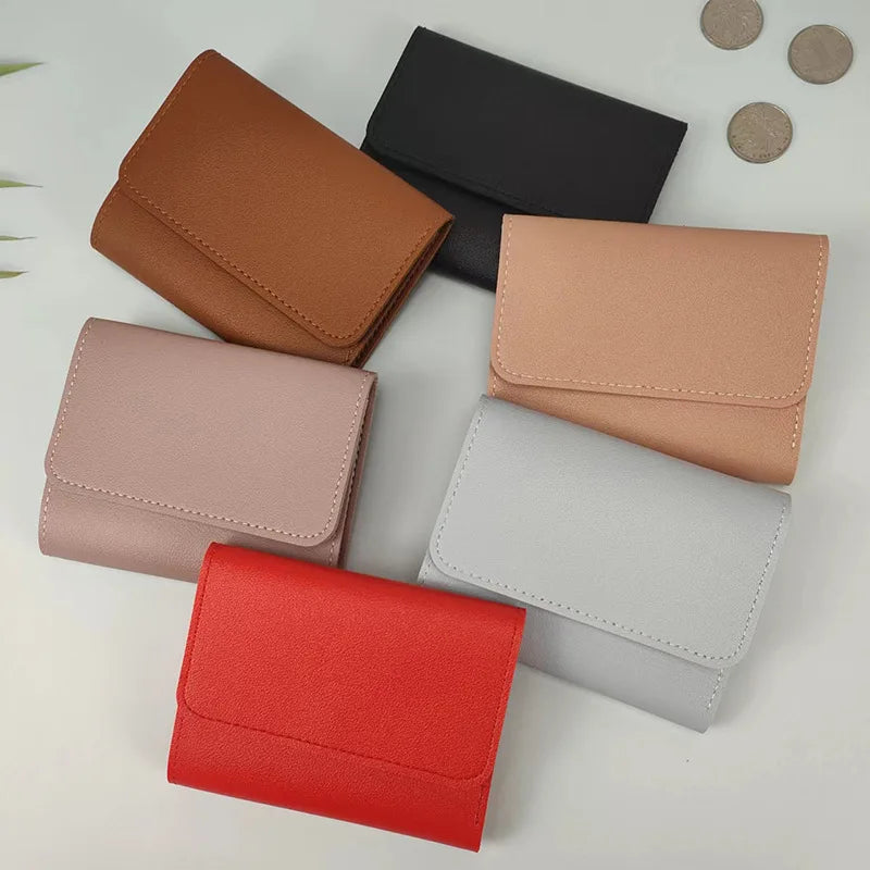 Women Short Wallets PU Leather Slim Simple Female Coin Purse Card Holder Quality Small Ladies Student Wallet Hasp Mini Clutch