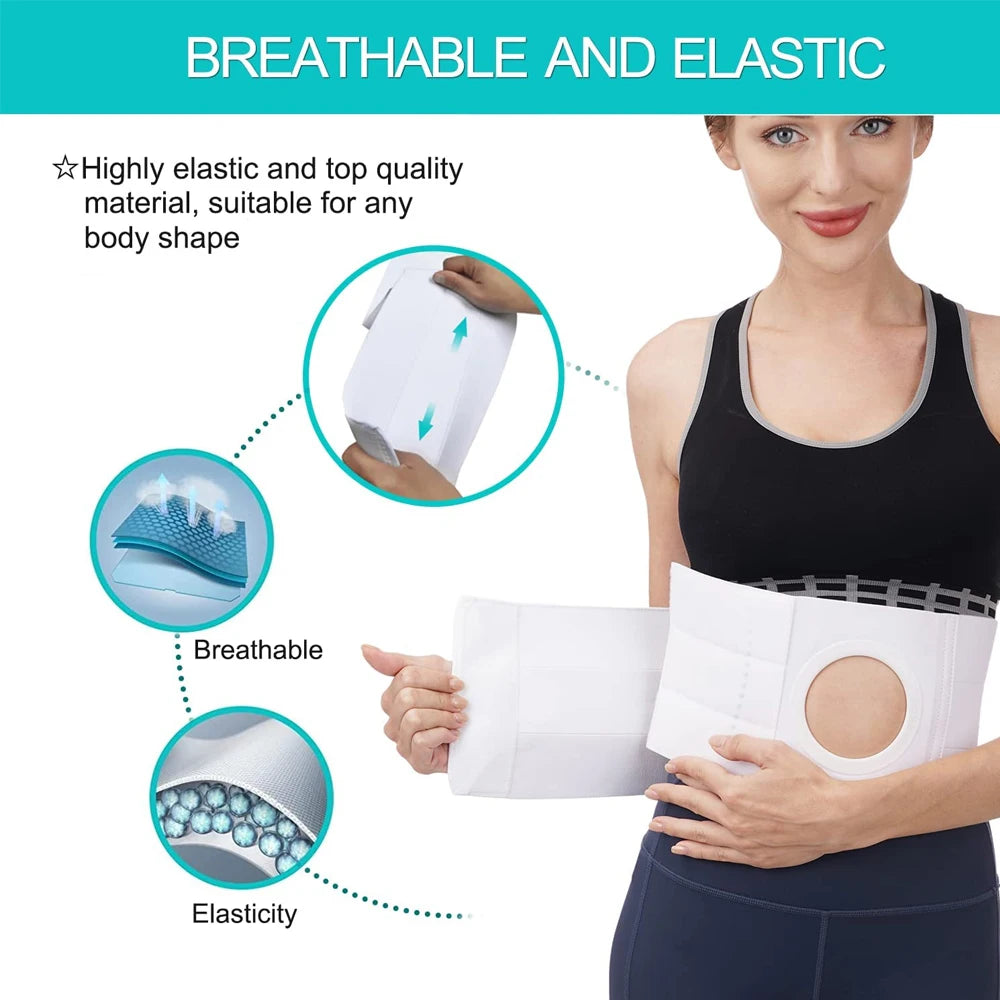 Tcare Ostomy Belt, Unisex Ostomy Hernia Support Belt Abdominal Binder Brace Ostomy Hernia Belt Stoma Support Wraps for Men Women