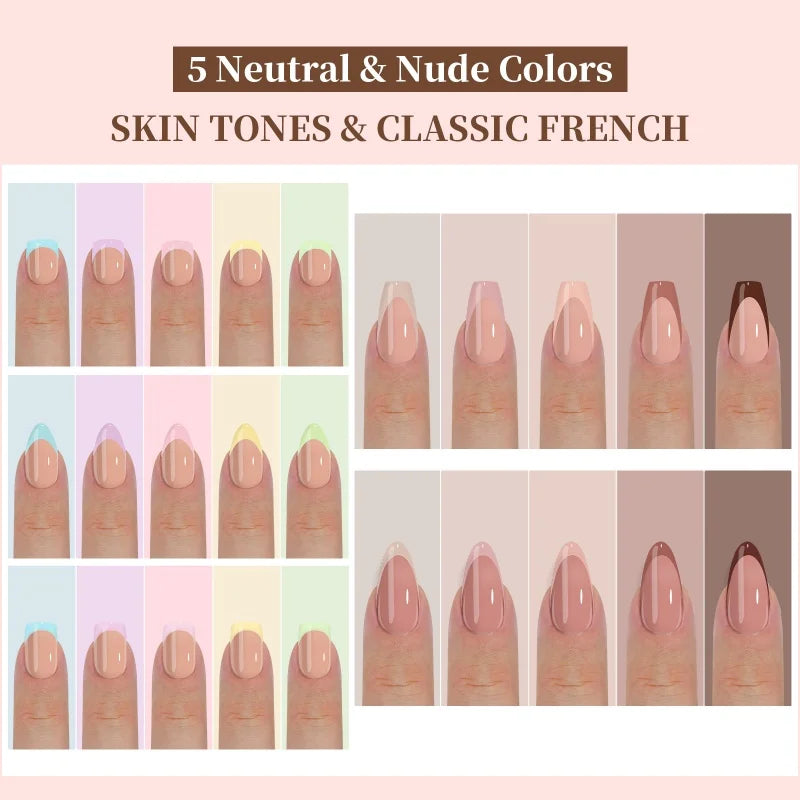 150pcs Multi-size False Nail Press On Acrylic Nails Almond French Wearing Armor Removable Convenient 6 Colors Fake Nail