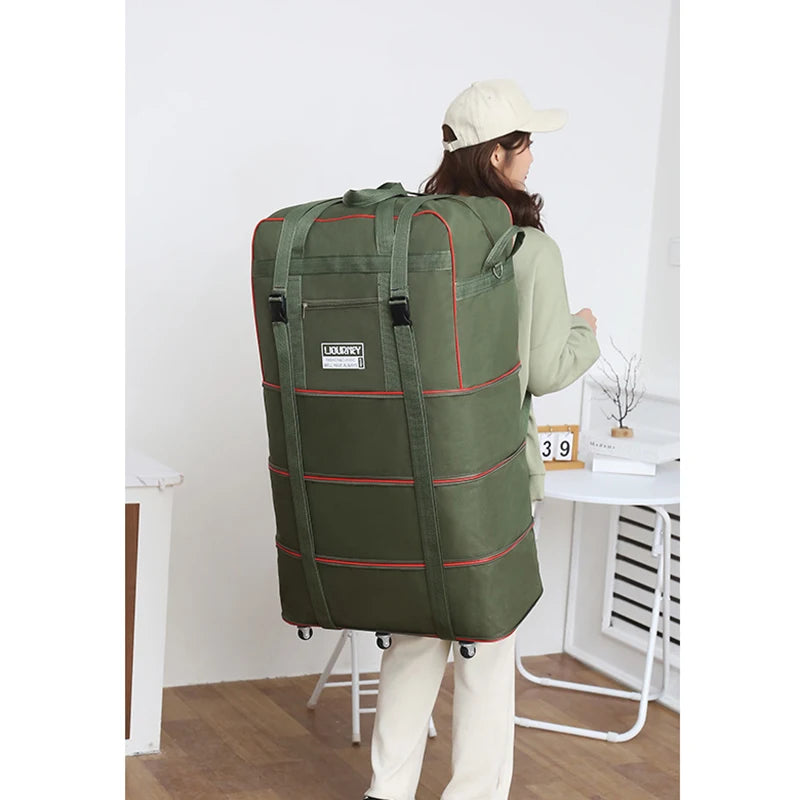 New Portable Luggage With Wheels Travel Rolling Suitcase Air Carrier Bag Unisex Expandable Folding Oxford Suitcase Bags