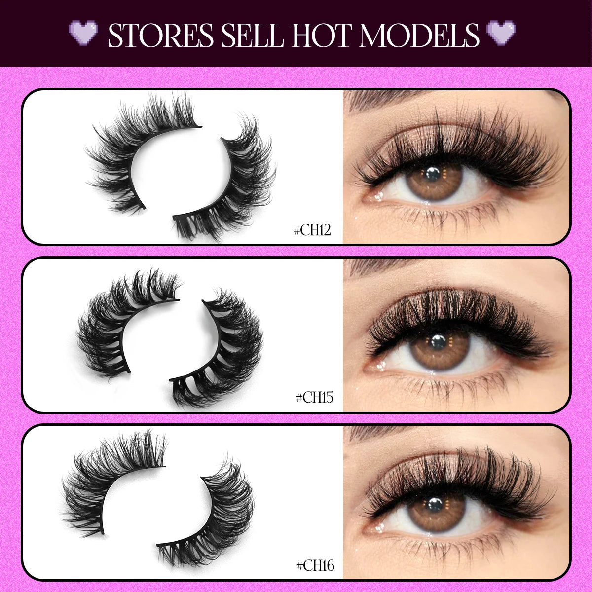 GROINNEYA Natural Fluffy Lashes 3D Faux Mink Lashes Natural False Eyelashes Soft Wispy Full Strip Lashes Extension Makeup