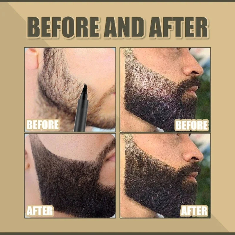 Waterproof Beard Filling Pen with Beard Brush Long Lasting Coverage and Natural Looking Gift for Men