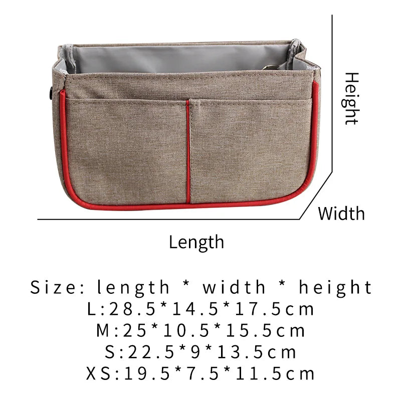 TINBERON Makeup Bag Oxford Cloth Bag Organizer Insert Cosmetic Bag Open Desktop Storage Multifunctional Handbags liner Inner Bag