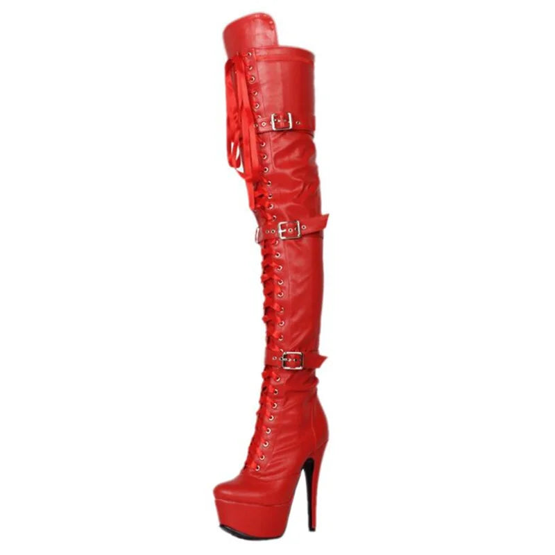 2022 new women's boots genuine over-the-knee boots 15CM stiletto ladies boots belt buckle fashion winter boots