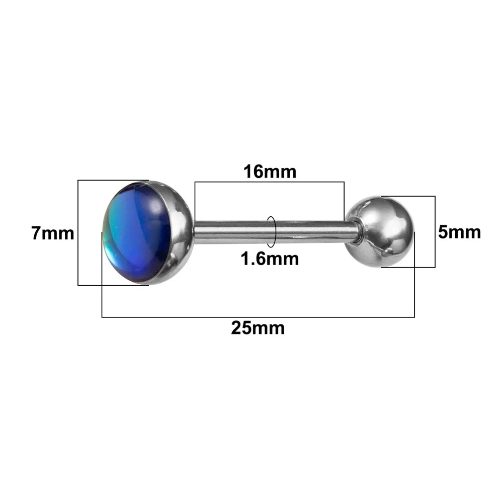 1pc 14G Sexy Tongue Piercings Jewelry Heart Round Tongue Ring Piercing Barbell for Women Men Acrylic Flat Top Surgical Steel Bar