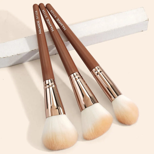 Maange 3PCs Makeup Brushes Set Dense Foundation Contour Blush Bronzer Brush Blending Face Makeup Tools Fluffy Soft Bristle