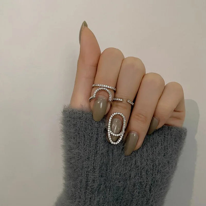 Fashion Gothic Metal Line Thin Nail Rings for Women Girl Daily Fingertip Protective Cover Fashion Jewelry Double Ring Adjustable