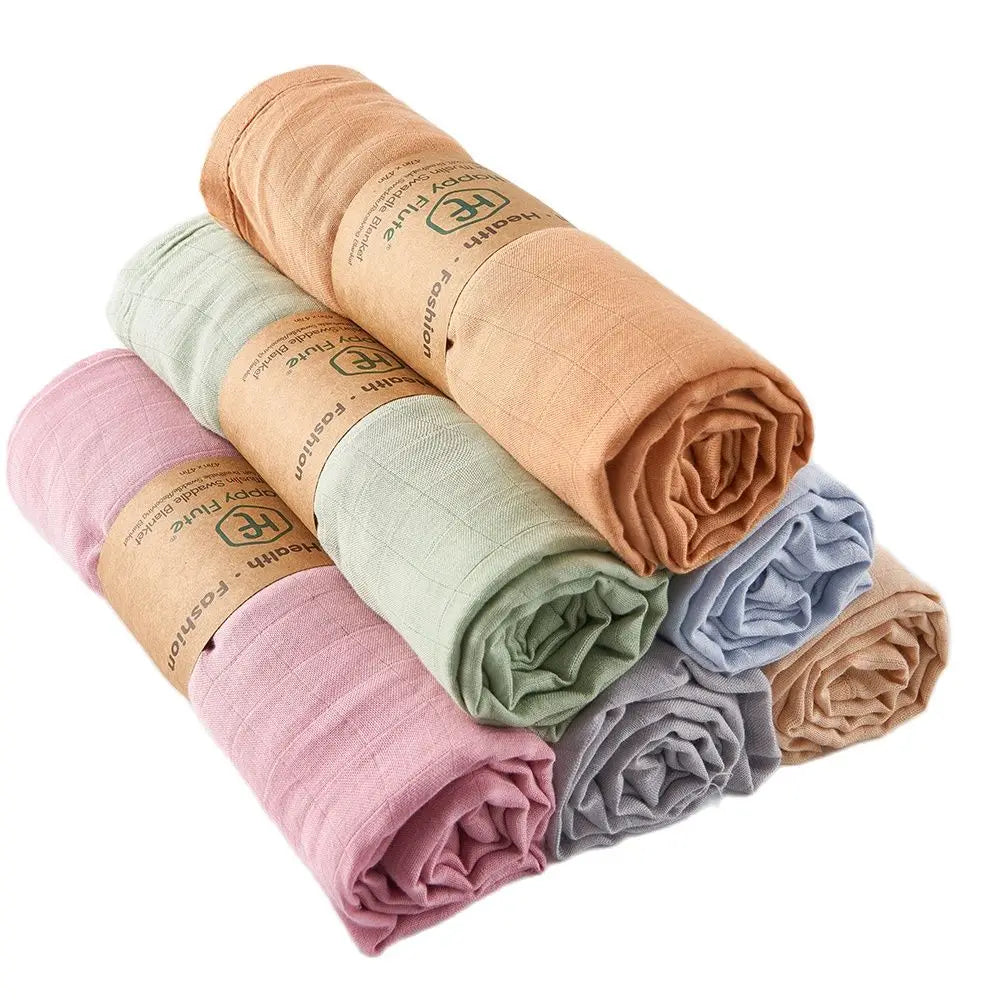 HappyFlute 120*110CM Digital Plain Bamboo Cotton 2Layer Comfortable Muslin Swaddle High Quality Wrap For Newborn Baby