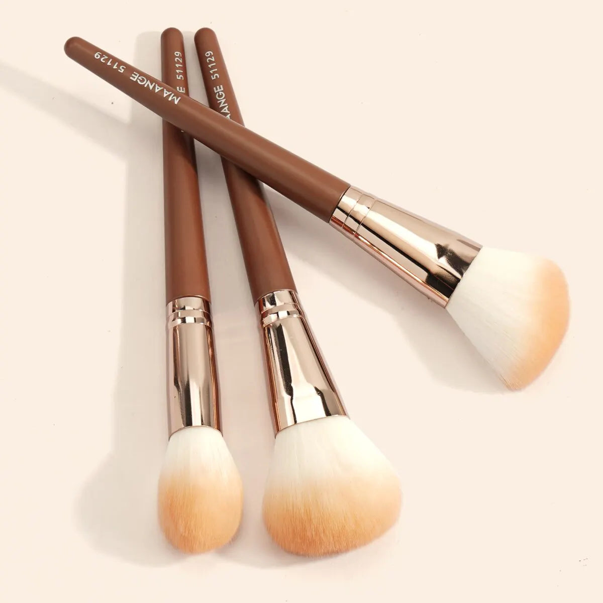 Maange 3PCs Makeup Brushes Set Dense Foundation Contour Blush Bronzer Brush Blending Face Makeup Tools Fluffy Soft Bristle