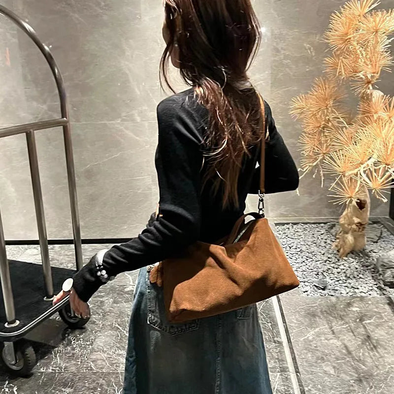 FIRMRANCH Versatile Lazy Retro Soft Matte Cowhide Large Capacity Women's Handbag Single Shoulder Diagonal Daily Commuter Purse