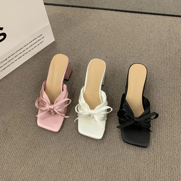 Women Lightweight High Heels Flip Flops Women 2024 Summmer Clip Tie Platform Bow Slippers Woman Peep Toe Beach Sandals