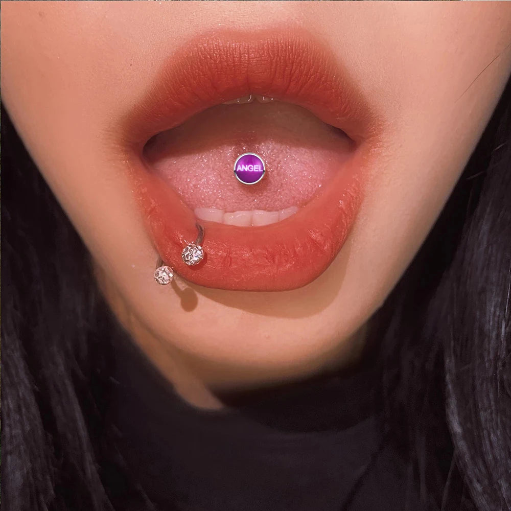 28 Styles Tongue Ring Piercing Punk Stainless Steel 2pcs Snake Eye Letter Sexy Nightclub Bar Tongue Stud Piercing Body Jewelry