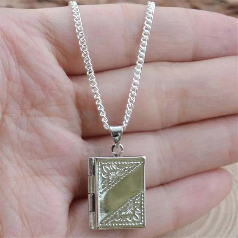 Women Men Silver Color Book Box Photo Locket Pendant Necklace Without Chain Best Jewelry Gift For Friends Lover Wholesale F3E2