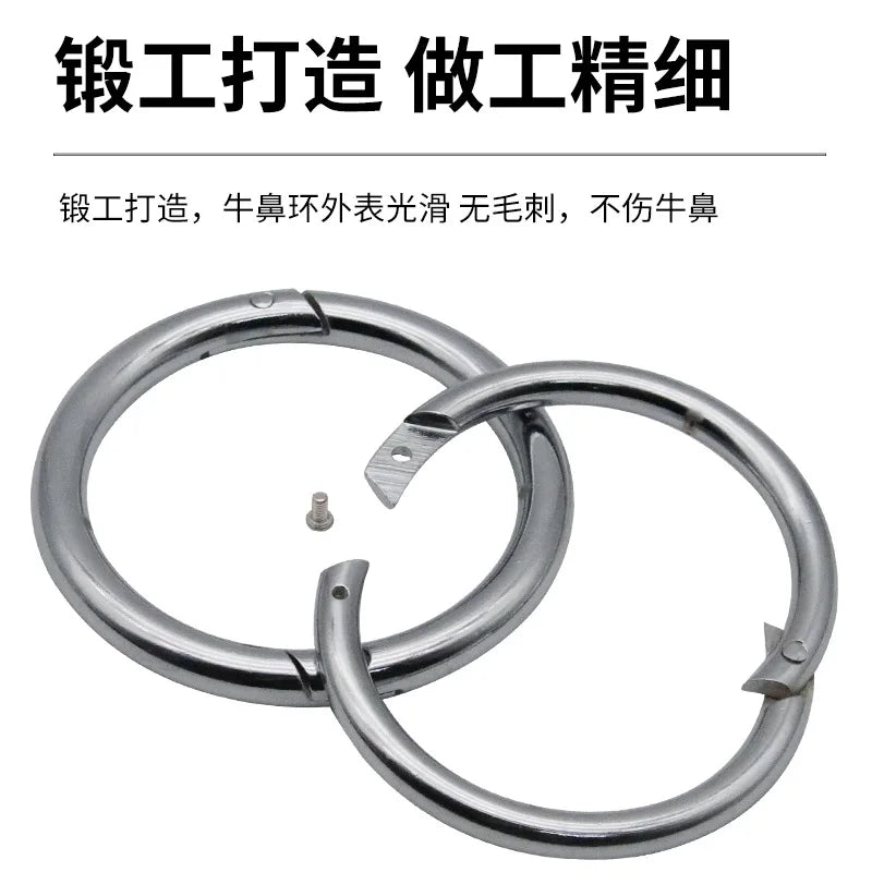 Large Bovine Nosering Carbon Steel Bovine Nosering Tether Cattle Ring Bovine Noseholding Equipment Bovine Stabilizer