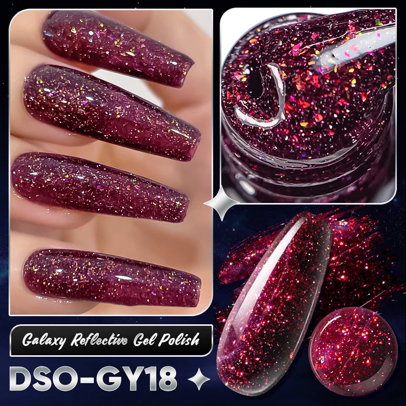 DEROI 8ml Galaxy Reflective Nail Gel Polish UV/LED Varnishes Gel Glitter Vernis Semi Permanent for Manicure Lacquer Nail Art