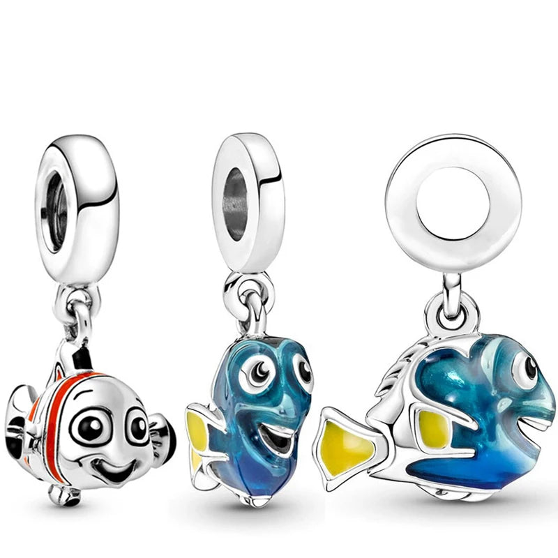 Fit Pandora Charms Bracelet Kid Pixar Anime Blue Dory Red Finding Nemo Dangle DIY Bijoux For Women Disney Marlin Clownfish Beads