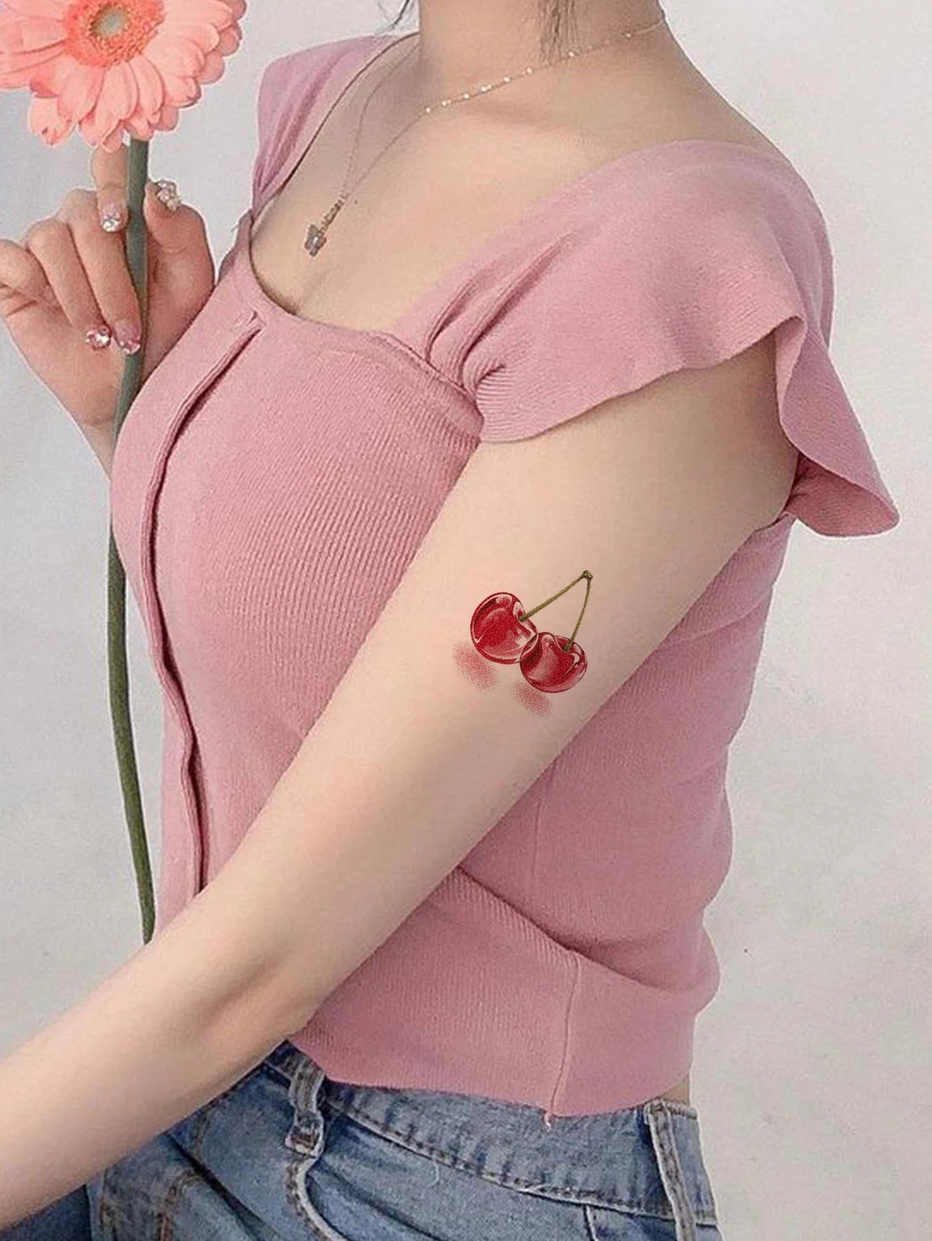 10pcs New Cartoon Pattern Colored Flower Heart Temporary Tattoo Stickers for Women 7-15 Days Permanent Waterproof Magic Tattoo