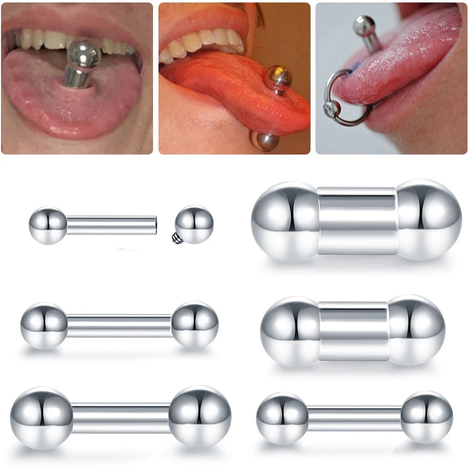 1Pc Stainless Steel Tongue Straight Barbells Nipple Intimate Piercing Tragus Ear Piercing Internal Thread Sexy Jewelry 12G-00G