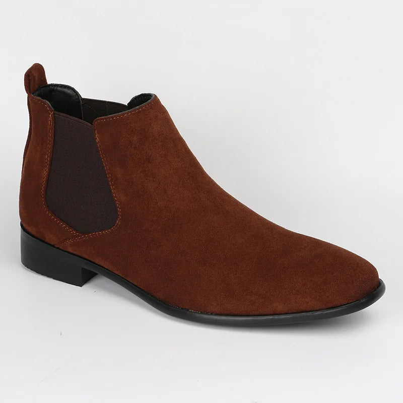 Men's frosted suede Chelsea Boots square toe men's autumn shoes with stylish men's ankle boots large size 48 D610