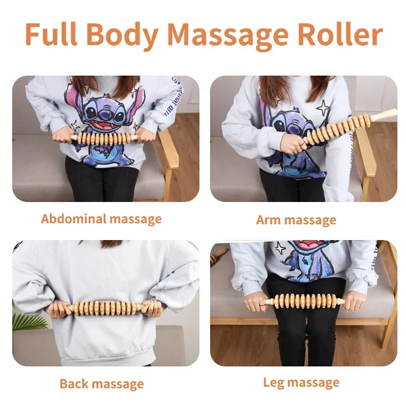 Wood Therapy Roller Massage Tool Handheld Cellulite Trigger Point Stick Lymphatic Drainage Anti Cellulite Muscle Release Roller