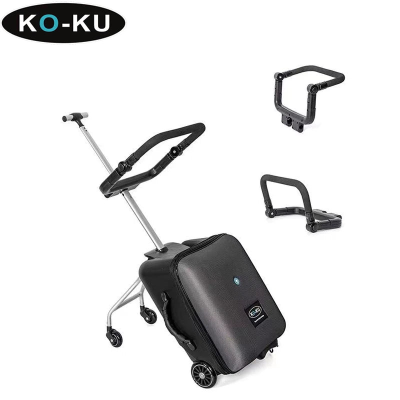 KO-KU Luggage Children's carrier can Sit and Ride with Guardrail TSA Lock Removable Trolley Case Expansion 7CM Boarding Suitcase