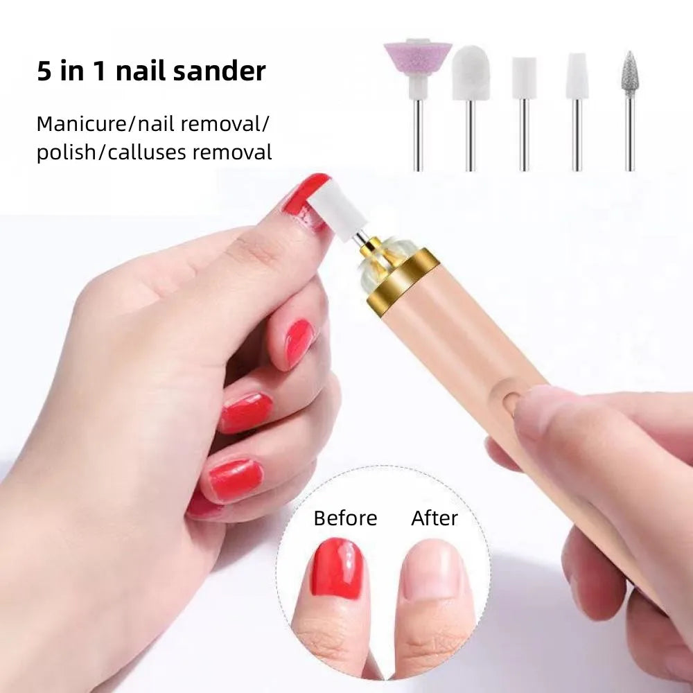 Mini Electric Nail Grinder Nails Polishing Machine With Light Portable Electric Manicure Art Pen Tools With Box For Gel Removing