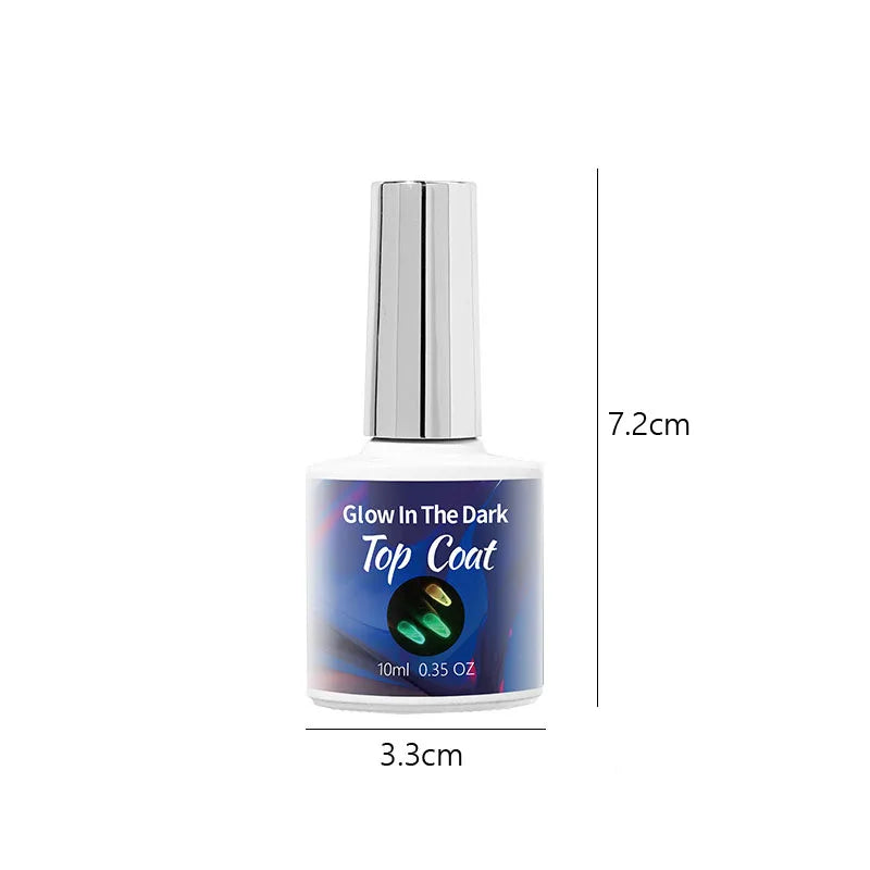 10ml Glow in the Dark Luminous Top Coat Soak Off UV Gel Nail Polish No Wipe Base Gel Manicure Nail Art Varnish