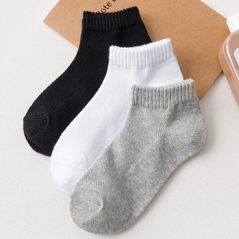 3Pairs/set Summer Children's Socks For Boys Girls Mesh Thin Kids Girl Boy Sock Casual Student Sport Sock 1-12Y Black White Gray