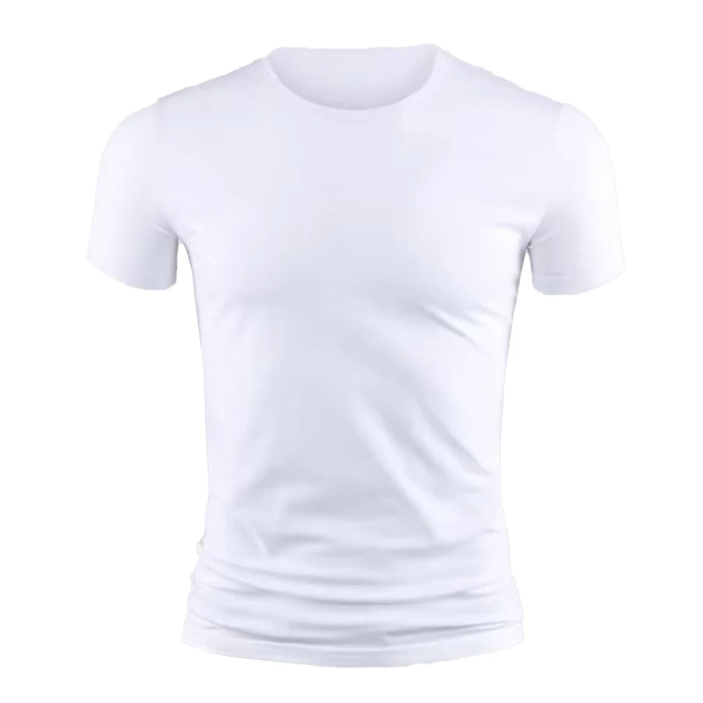 Summer Men's Short Sleeve T-Shirt Basic Plain Casual Gym Muscle Crew Neck T-shirts Slim Fit Tops Tee Clothing For Man