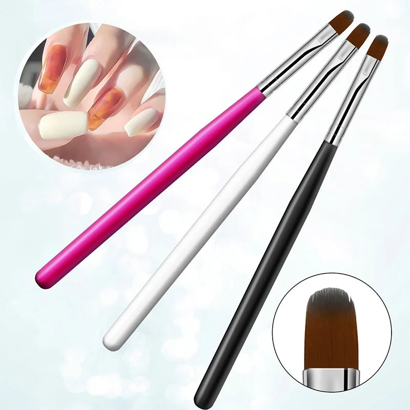 1Pc Nail Brush Painting Drawing Acrylic UV Gel Extension Wood Handle Nylon Hair Black White Nail Art Pen DIY Manicure Nail Tool