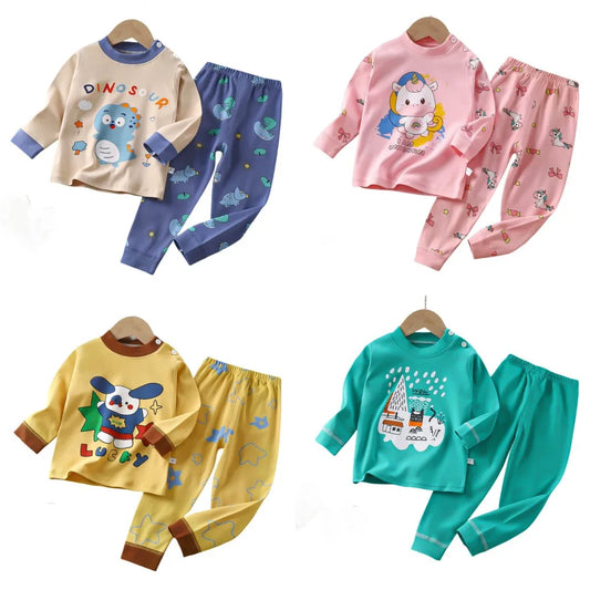 2024 New Children Clothing Set Boys Girls Pajama Print Long Sleeve Cute T-Shirt Kids Tops with Pants  Baby Sleeping Clothes