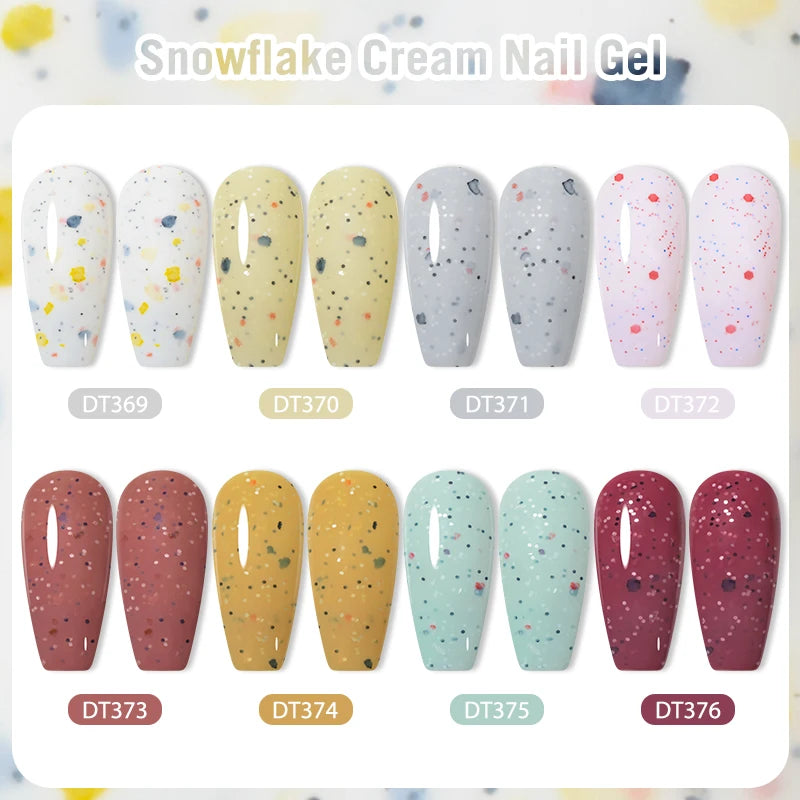 MEET ACROSS 7ml Flashing Snowflakes Cream Gel Polish Semi-permanent Varnish Uv Led Gel Nail Polish Manicure Hybrid Sequins Gel