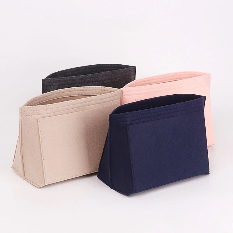 Multi-Pocket Felt Insert Bag Purse Handbag Liner Bag Portable Travel Cosmetic Storage Bags Make up Storage Bag Support