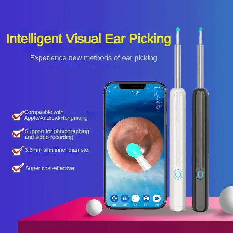 Wireless Wi-fi Visual Ear Cleaner Otoscope Ear Wax Ear with Ear 1296P HD Cleaning Kit Removal Sticks Endoscope Camera Tool Kit