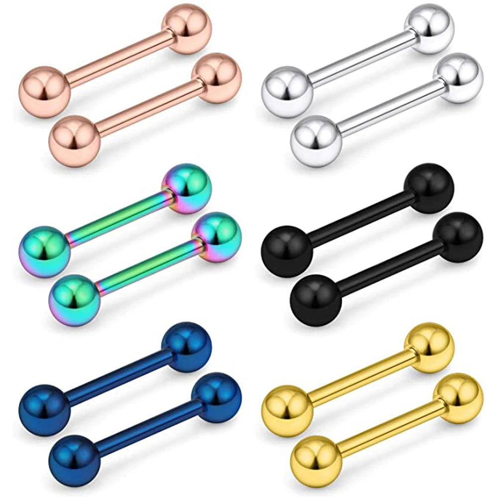 WKOUD Mix-Color Stainless Steel Straight Barbell Tongue Rings Bars Piercing Acrylic Glow In Dark Flexible Retainer Body Jewelry