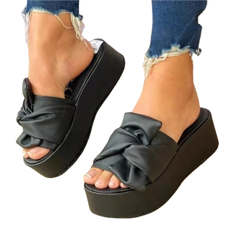 2023 Summer Platform Sandals for Women Fashion Casual Hemp Wedges Slippers Thick Sole Open Toe Outdoor Beach Woman Walking Shoes