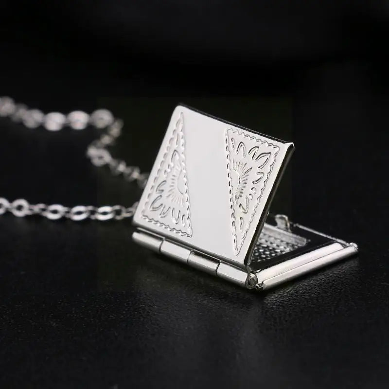 Women Men Silver Color Book Box Photo Locket Pendant Necklace Without Chain Best Jewelry Gift For Friends Lover Wholesale F3E2