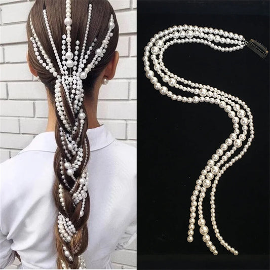 2023Korean  Elegant Pearl Braided Hairpin for Women Modeling Tool Headband for Banquet Party Hair Ornaments Wedding Hair Jewelry