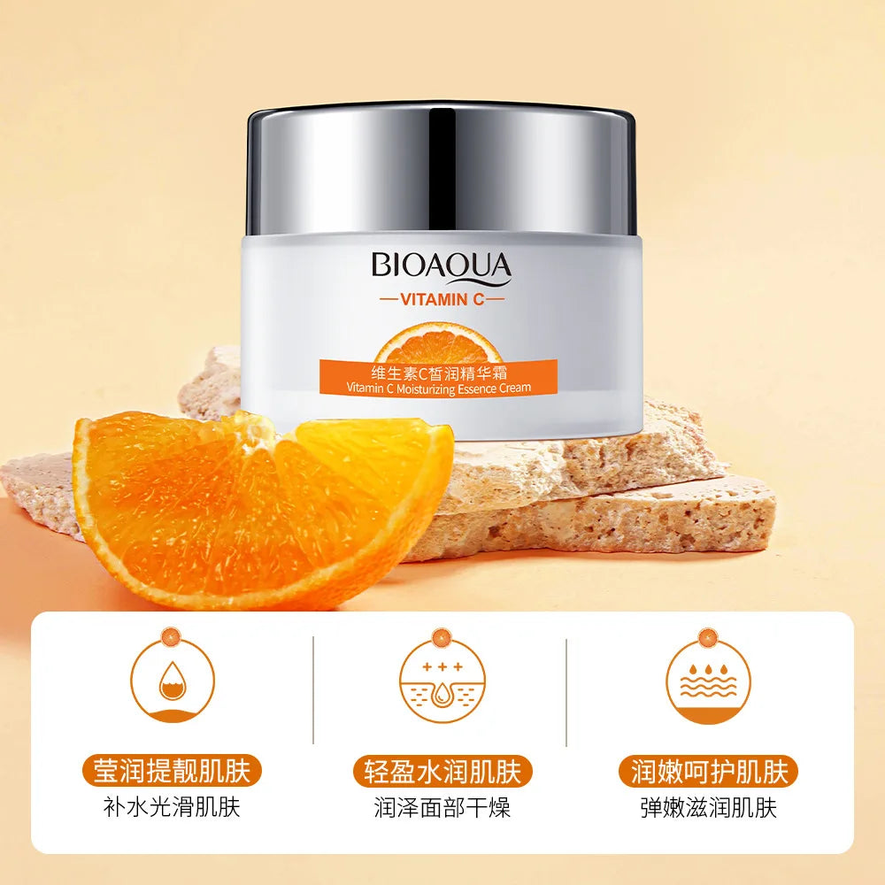 BIOAQUA Vitamin C Face Cream Eye Cream Skin Care Sets Moisturizing Skin Hydrating Anti Dark Circles Eyes Care Facial Care Set