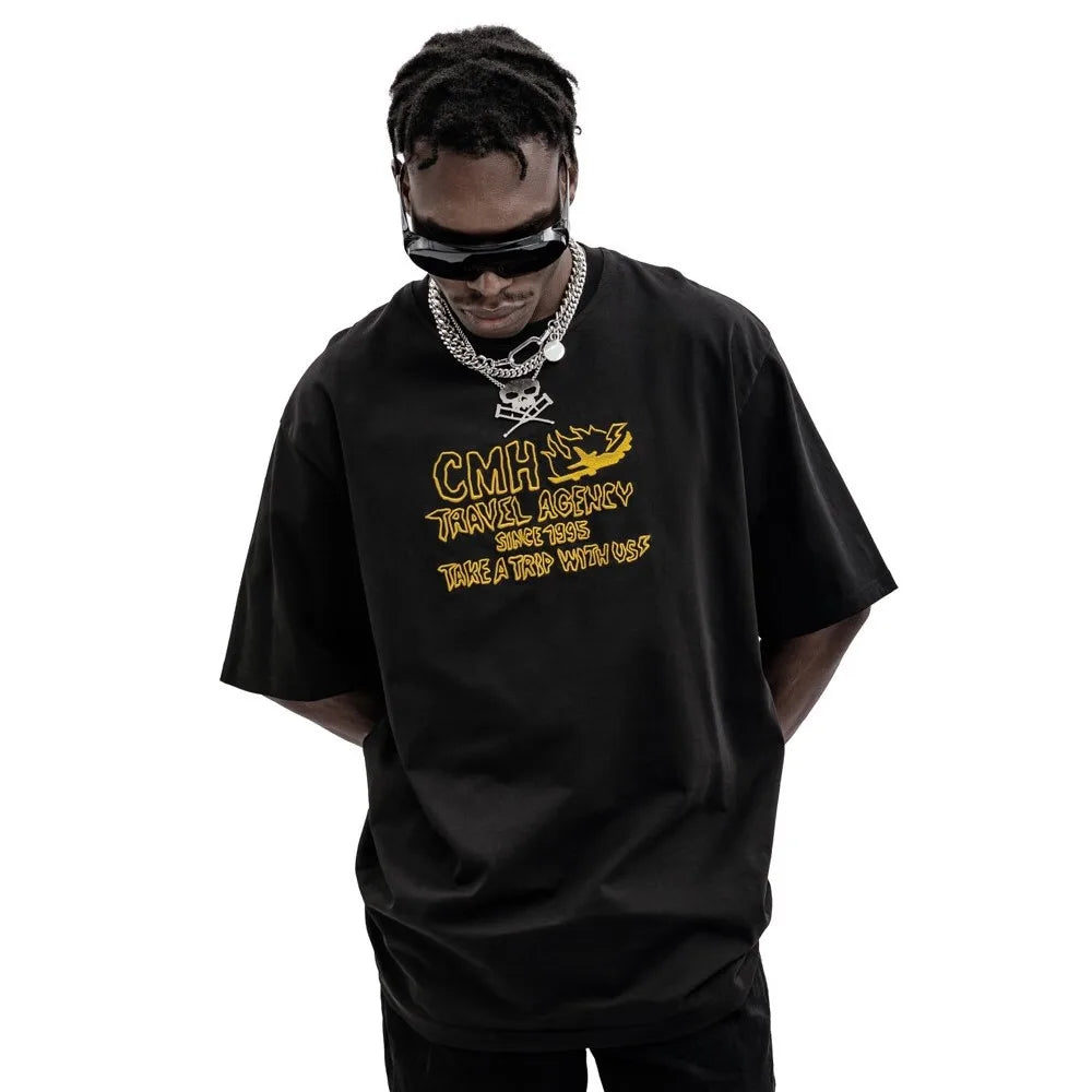 Harajuku Men T-Shirt Oversized Clothing Summer Cotton Hip Hop Aesthetic Short Sleeve Graphic Streetwear Gothic Y2k Tops 90s Tees