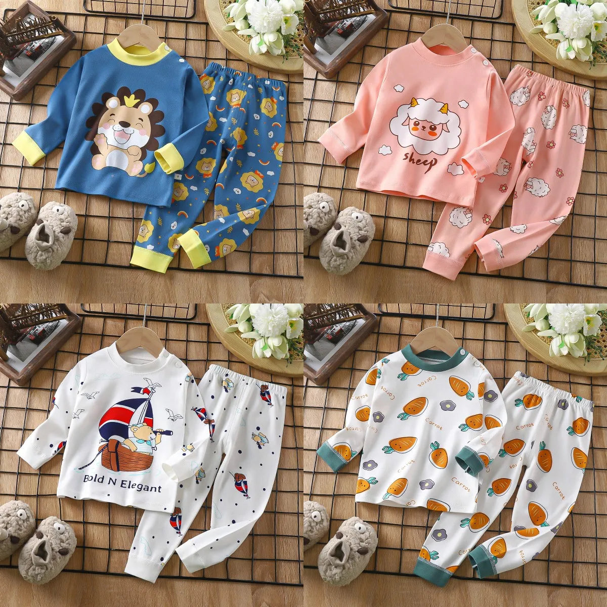 2024 New Children Clothing Set Boys Girls Pajama Print Long Sleeve Cute T-Shirt Kids Tops with Pants  Baby Sleeping Clothes